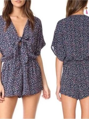 Rails Navy Floral Romper with Pink Blooms